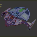 Futuristic Spacecraft 3D Model With Blue Purple Hulls And Detailed Wing Structures