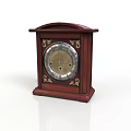 Vintage Wooden Mantel Clock with Intricate Carved Decorations and Round Metal Dial for Home Decor