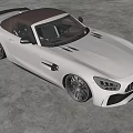 White Mercedes AMG Convertible Sports Car With Sleek Aerodynamic Design And Black Alloy Wheels