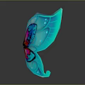 Colorful Butterfly Wing Sculpture With Turquoise Pink Red Blue Intricate Patterns And Shiny Surface