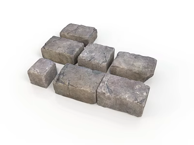 Natural Gray Textured Stones Arranged In Stacked Formation With Rough Surfaces 3d model