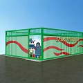 Green Garbage Classification Room With Red Wave Decorations And Cartoon Elements 3d model