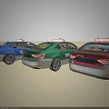 Colorful Taxi Cars with Roof Signs in Red Green and Blue