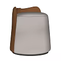 Modern Light Gray Sofa Stool With Brown Leather Accent And Soft Fabric Upholstery