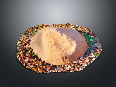 Natural Wood and Stone Raw Materials Pile with Colorful Chips on Black Background 3d model