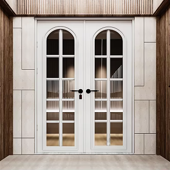American double door glass double door 3d model