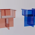 Modern Transparent Red And Blue Acrylic Geometric Design Dining Chairs For Contemporary Spaces