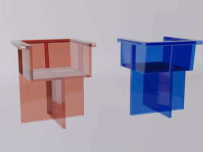 Modern Transparent Red And Blue Acrylic Geometric Design Dining Chairs For Contemporary Spaces 3d model