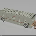 White Lego Camper Van Toy with Window Open Roof and Pink Ladder