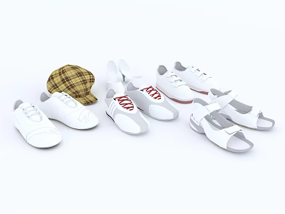 Modern Shoes Flat Shoes Canvas Hat Sandals Sneakers High Heels 3d model