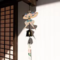 Traditional Japanese Hanging Decoration With Butterfly Shape And Metal Bell For Home Decor