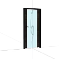 Contemporary Hinged Door Featuring Glass Panel Wooden Frame And Metal Handle