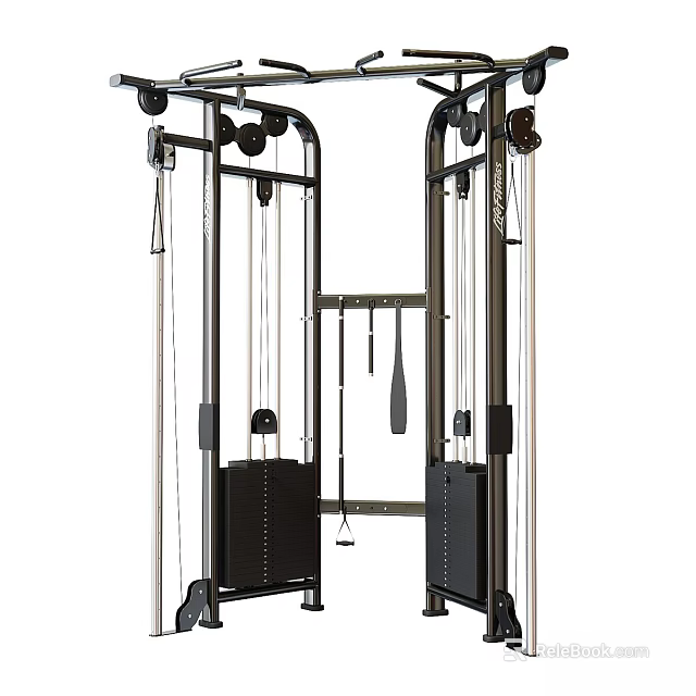 Multifunctional Dual Column Fitness Equipment With Cable Pulley System For Home Gym Use 3d model 