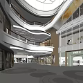 Spacious Shopping Mall Atrium With Multi Level Glass Dome Luxury Brand Stores Modern Interior Lighting