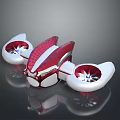 Futuristic Red And White Aerodynamic Drone With Shiny Propellers And Modern Design