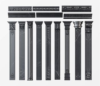 European Roman Column Carved Column 3d model