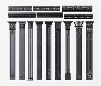 European Roman Column Carved Column 3d model