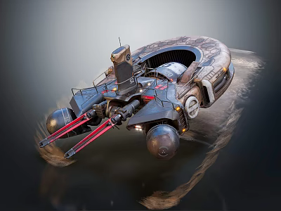 Futuristic Mechanical Vehicle With Cannon Parts Circular Components And Metallic Texture 3d model