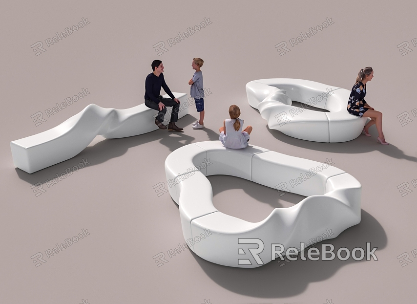 Glass steel public seat model