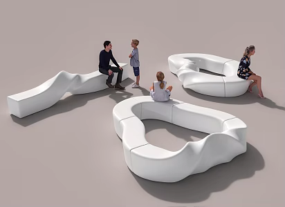 Glass steel public seat 3d model
