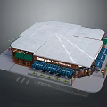 Uncle Bobs Family Restaurant Building With White Sloped Roof Blue Awnings Outdoor Seating And Plants