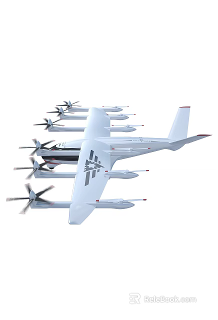 Unmanned Aerial Vehicle With Multiple Propellers White Body And Wing Logo 3d model 