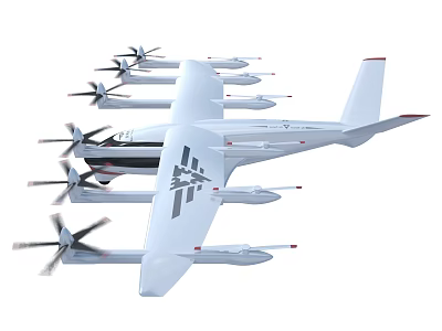 Unmanned Aerial Vehicle With Multiple Propellers White Body And Wing Logo 3d model
