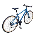 Stylish Blue City Bicycle With Black Seat Handlebars And Light Brown Wheels