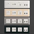 White Switch Panels With Various Types Of Sockets And Switches