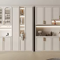Modern Wine Cabinet With Glass Doors Displaying Wine Bottles Embedded Lighting And Metal Handles