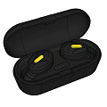 Intelligent Wireless Earbuds With Charging Case Yellow Accents And Battery Level