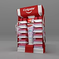 Colgate Red and White Retail Display Shelf with Product Storage Racks for Store