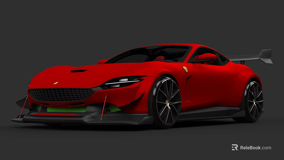 Red Sports Car With Sleek Exterior Design And Black Alloy Wheels 3d model 