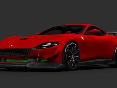 Red Sports Car With Sleek Exterior Design And Black Alloy Wheels 3d model