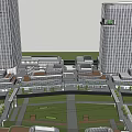 Modern Office Building Office Building Commercial Street 3d model