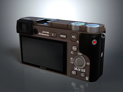 Compact Digital Camera With Retro Design LCD Screen Red Record Button And Control Buttons 3d model