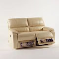Modern Beige Leather Sofa Set with Reclining Seats and Multiple Configurations 3d model