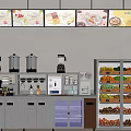 Bubble Tea Shop Interior Featuring Display Fridge Coffee Machines Fresh Fruits Ingredients And Counter