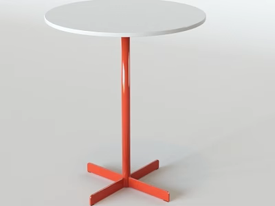 Minimalist Round Accent Table With White Top And Orange Single Cross Leg Base 3d model