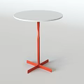 Minimalist Round Accent Table With White Top And Orange Single Cross Leg Base