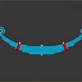 Automotive Blue Curved Component With Red Straps And Yellow Dots