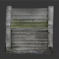 Stone Staircase Structure With Curved Design And Green Moss On Steps 3d model