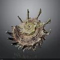 Unique Spiky Seashell With Colorful Spiral Texture And Detailed Decorative Edges