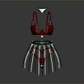 Stylish Red Bra And Silver Fringed Skirt With Green Diamond Accent