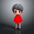 Cartoon Child With Gray Hair Red Sweater And Gray Pants