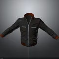 Fashionable Brown Leather Jacket with Red Ribbed Collar and Cuffs White Zipper