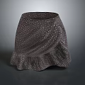 Elegant Dark Gray Skirt With White Polka Dots And Ruffled Hem Design