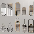Stylish Decorative Mirrors With Various Shapes And Modern Frames For Home 3d model