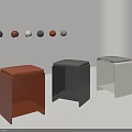 Modern Minimalist Stools in Orange Black White with Hanging Decorative Balls