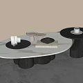 Modern Coffee Table Design With Marble Top And Unique Base Structure 3d model